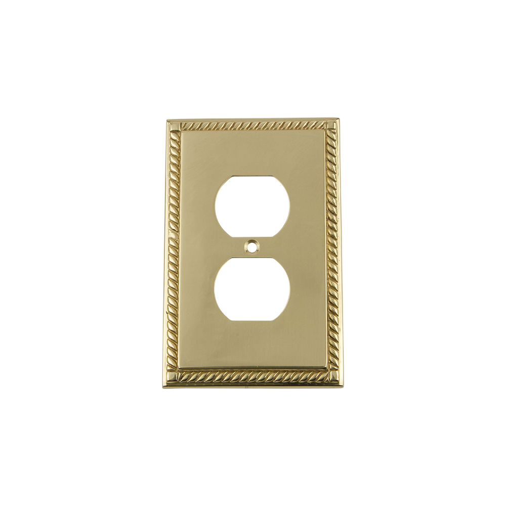 Nostalgic Warehouse ROPSWPLTD Rope Switch Plate with Outlet in Unlacquered Brass