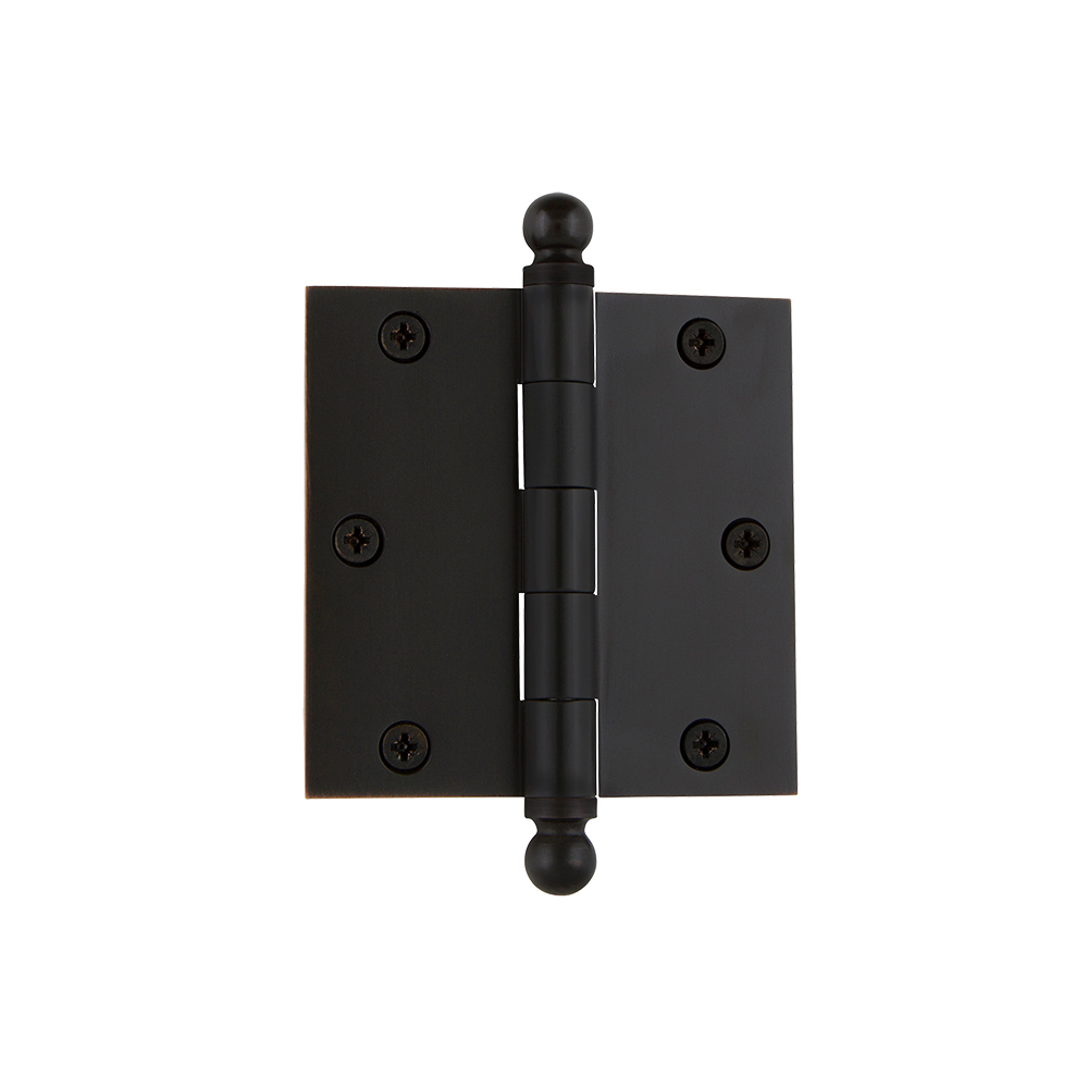 Nostalgic Warehouse BALHNG  3.5" Ball Tip Residential Hinge with Square Corners in Oil-Rubbed Bronze