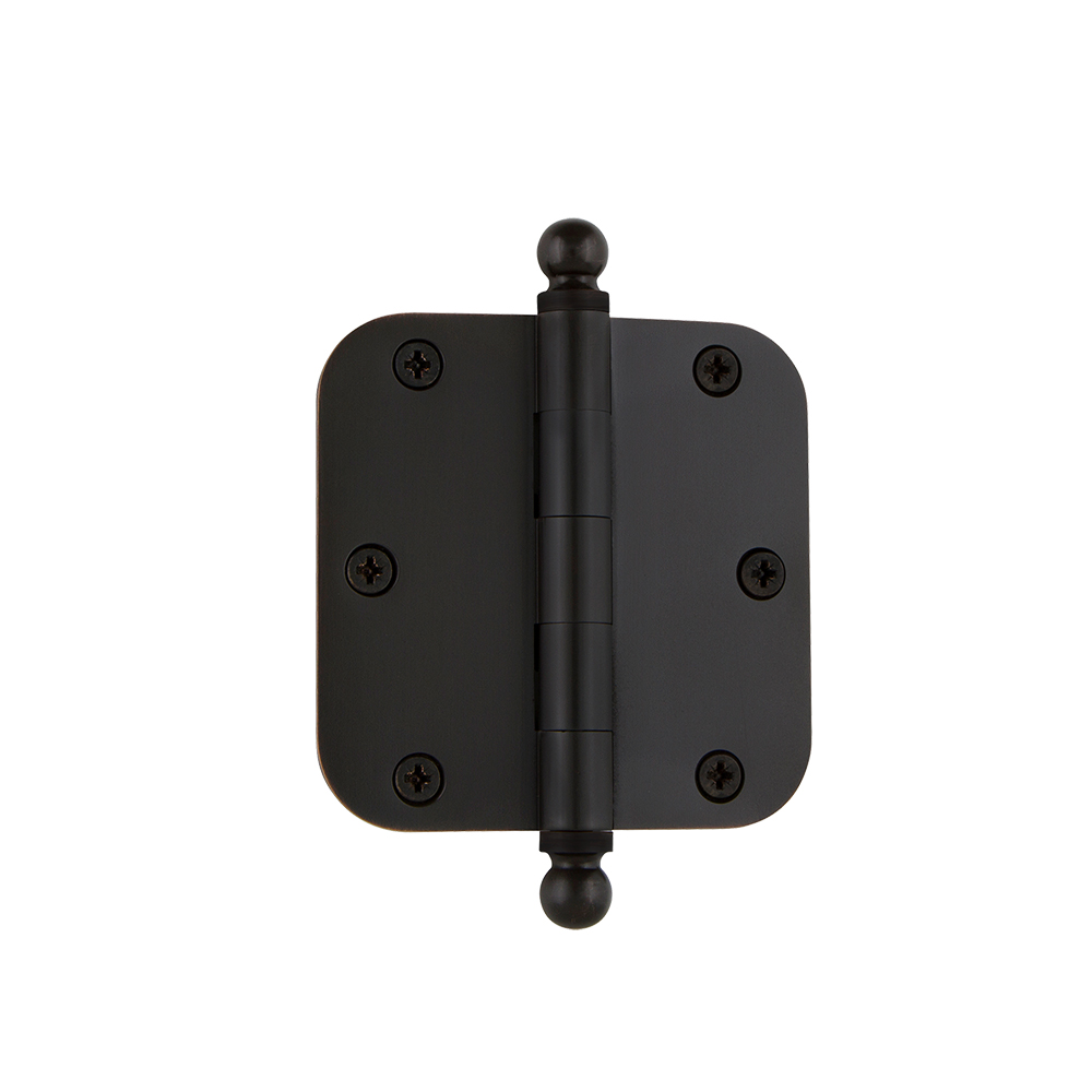 Nostalgic Warehouse BALHNG  3.5" Ball Tip Residential Hinge with 5/8" Radius Corners in Oil-Rubbed Bronze