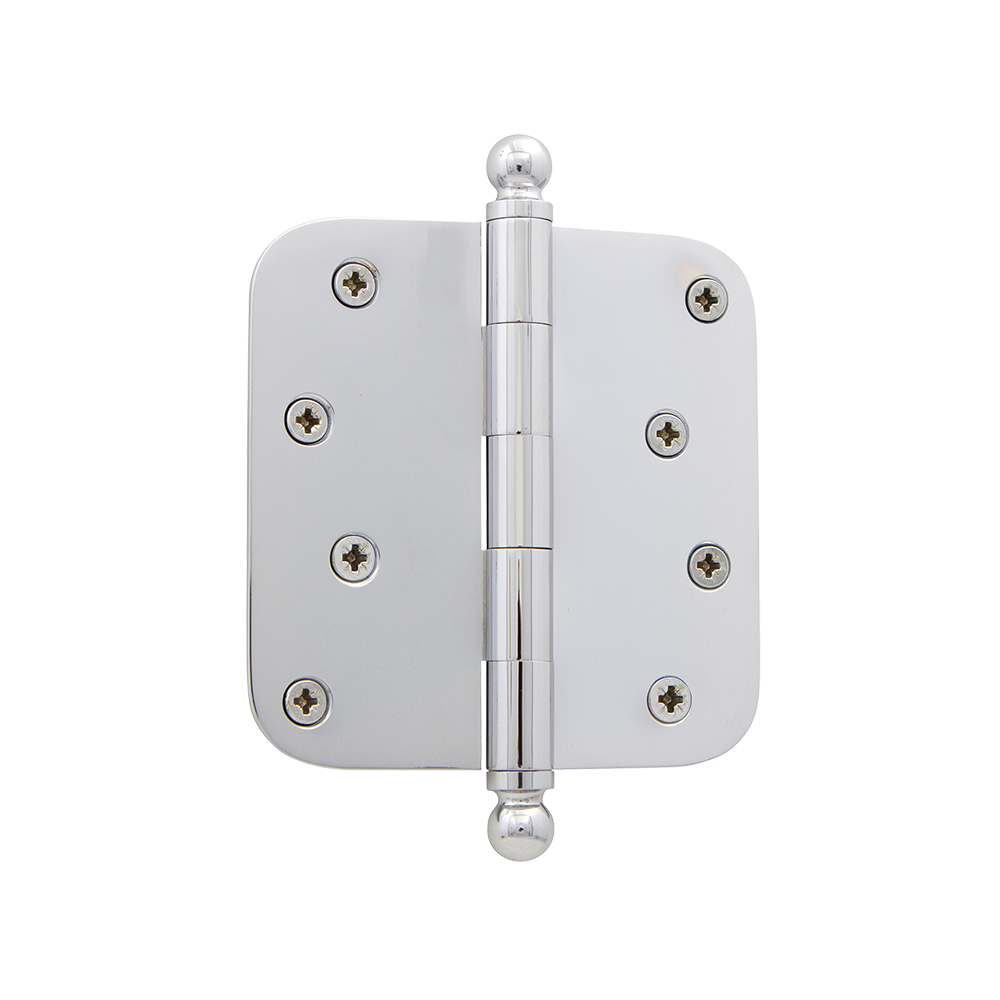 Nostalgic Warehouse BALHNG  4" Ball Tip Residential Hinge with 5/8" Radius Corners in Bright Chrome