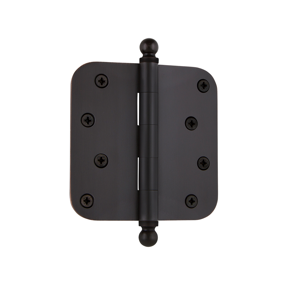 Nostalgic Warehouse BALHNG  4" Ball Tip Residential Hinge with 5/8" Radius Corners in Oil-Rubbed Bronze
