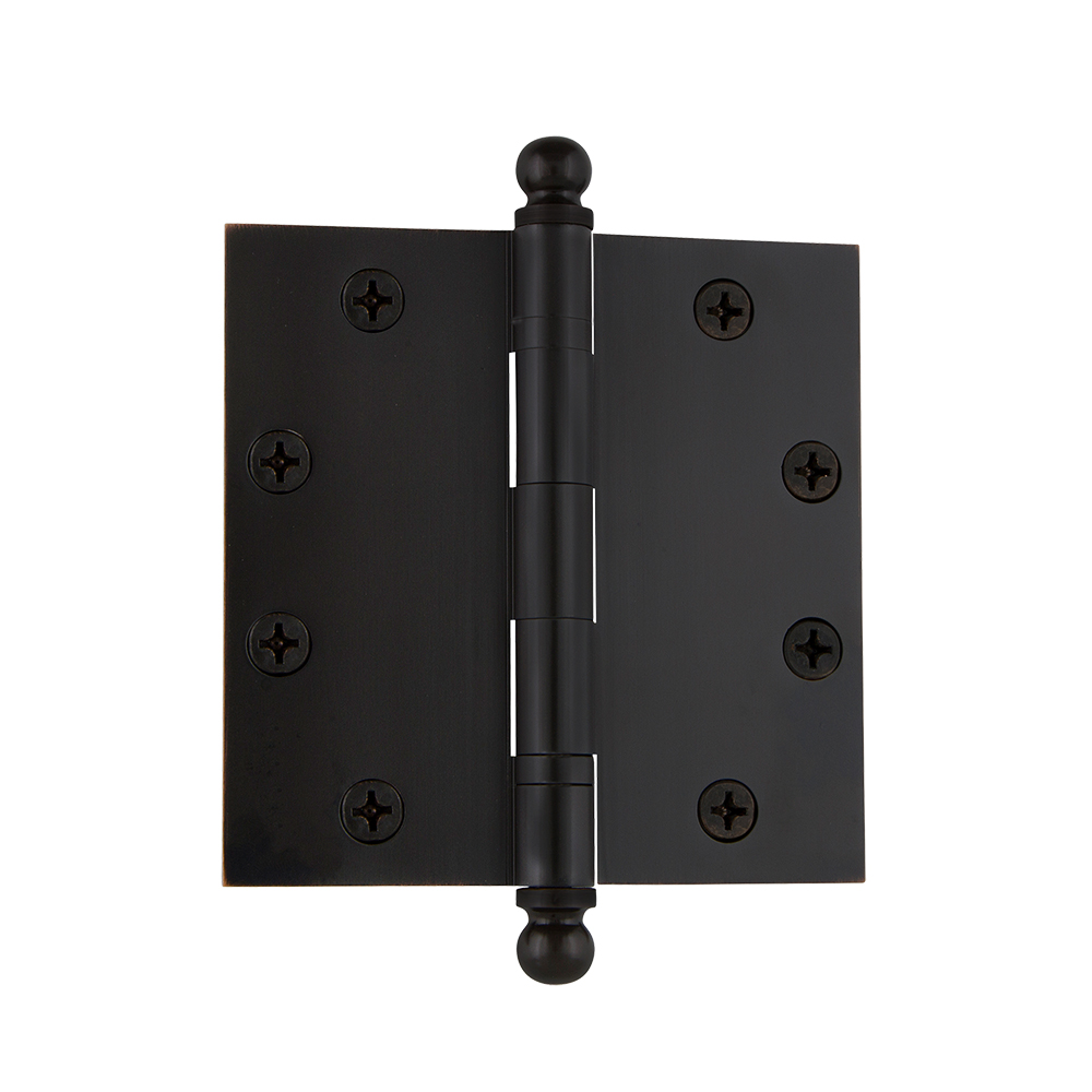 Nostalgic Warehouse BALHNG  4.5" Ball Tip Heavy Duty Hinge with Square Corners in Oil-Rubbed Bronze