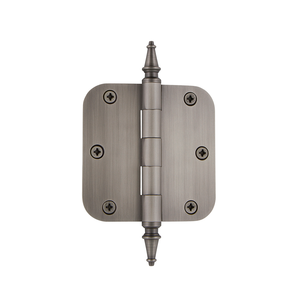 Nostalgic Warehouse STEHNG  3.5" Steeple Tip Residential Hinge with 5/8" Radius Corners in Antique Pewter