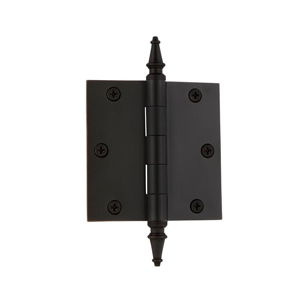 Nostalgic Warehouse STEHNG  3.5" Steeple Tip Residential Hinge with Square Corners in Oil-Rubbed Bronze