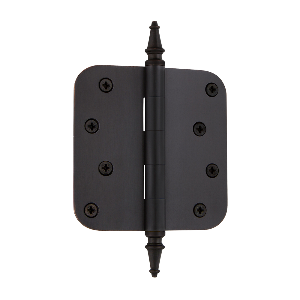 Nostalgic Warehouse STEHNG  4" Steeple Tip Residential Hinge with 5/8" Radius Corners in Oil-Rubbed Bronze