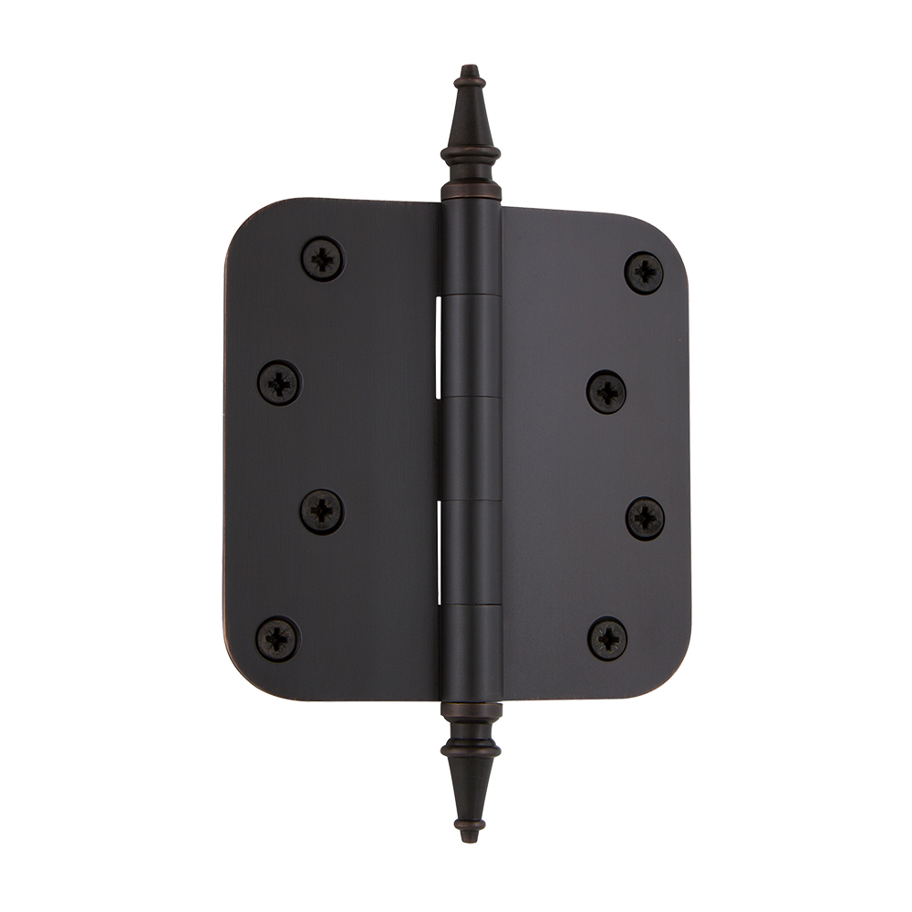 Nostalgic Warehouse STEHNG  4" Steeple Tip Residential Hinge with 5/8" Radius Corners in Timeless Bronze