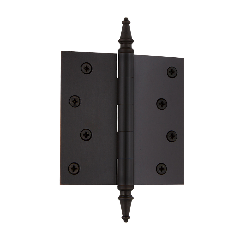 Nostalgic Warehouse STEHNG  4" Steeple Tip Residential Hinge with Square Corners in Oil-Rubbed Bronze