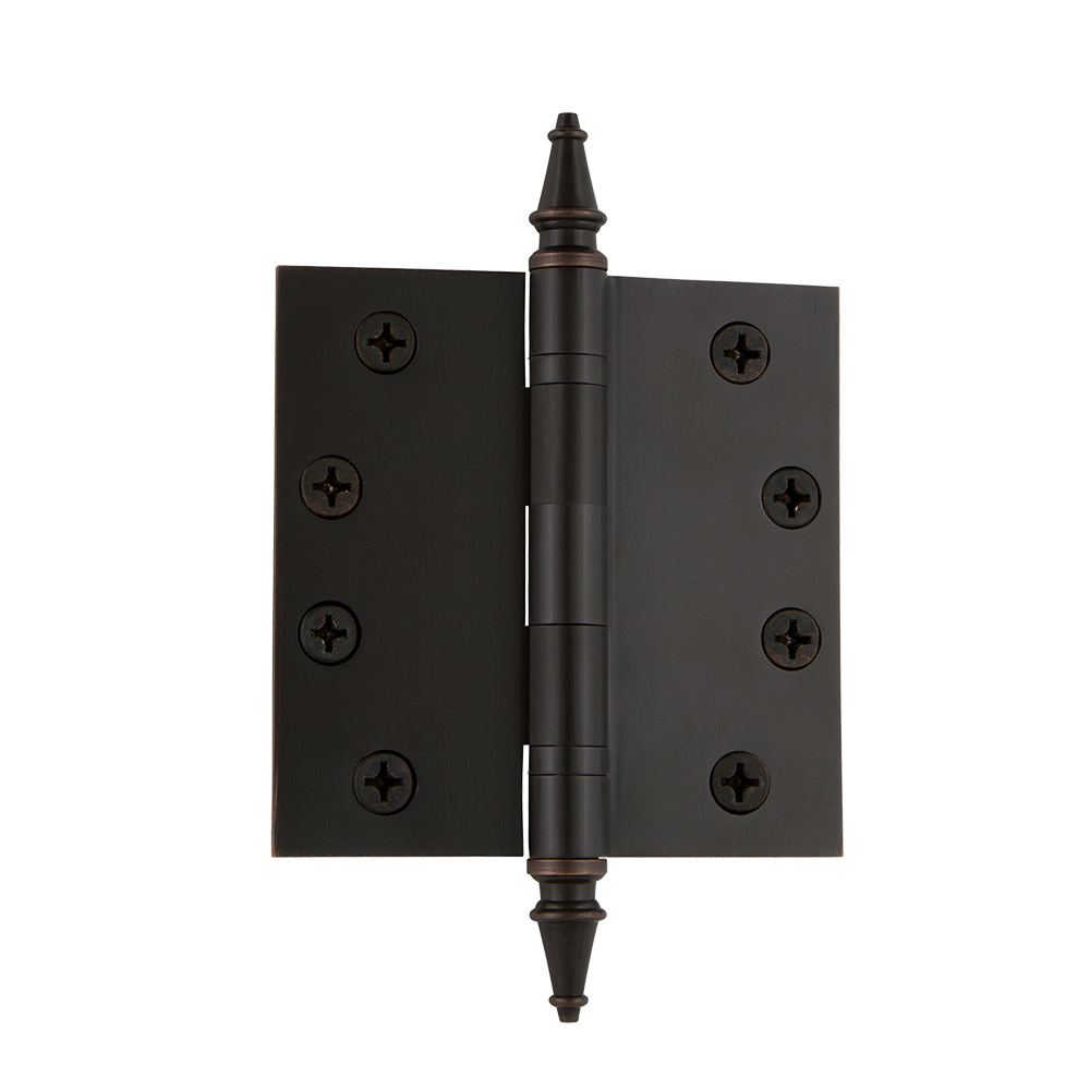 Nostalgic Warehouse STEHNG  4" Steeple Tip Heavy Duty Hinge with Square Corners in Timeless Bronze