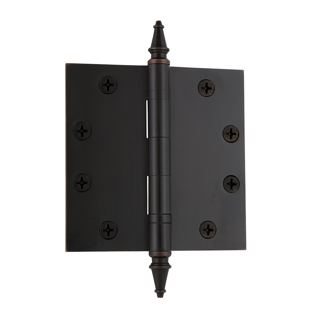Nostalgic Warehouse STEHNG  4.5" Steeple Tip Heavy Duty Hinge with Square Corners in Timeless Bronze