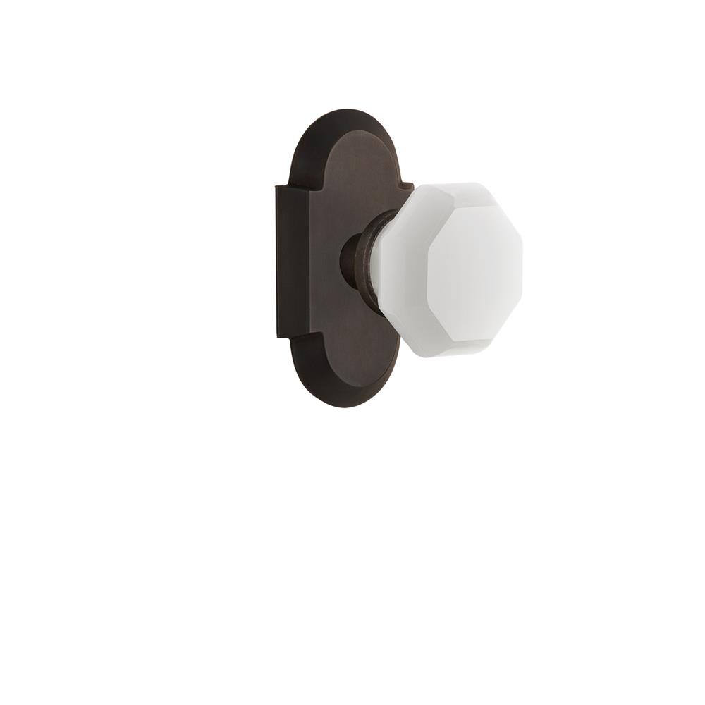Nostalgic Warehouse COTWAW Cottage Plate Double Dummy Waldorf White Milk Glass Knob in Oil-Rubbed Bronze