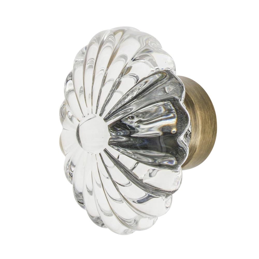 Nostalgic Warehouse CKB_OFC Oval Fluted Crystal 1 3/4" Cabinet Knob in Antique Brass
