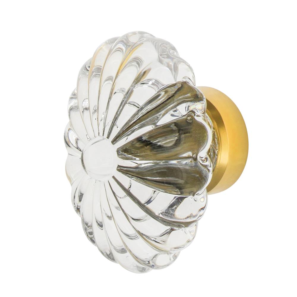 Nostalgic Warehouse CKB_OFC Oval Fluted Crystal 1 3/4" Cabinet Knob in Unlacquered Brass