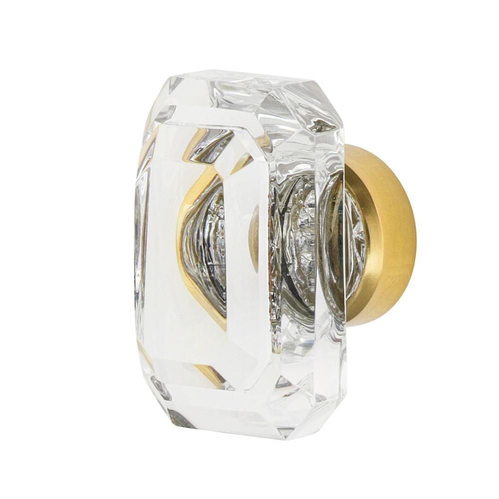 Nostalgic Warehouse CKB_BCC_40 Baguette Cut Clear Crystal 1 9/16" Cabinet Knob in Unlacquered Brass