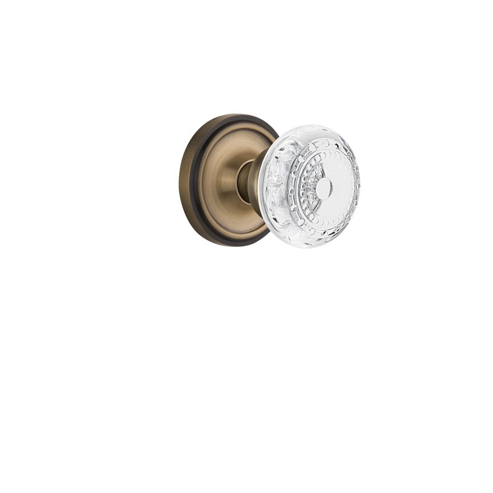 Nostalgic Warehouse CLACME Classic Rosette Interior Mortise Crystal Meadows Knob in Antique Brass