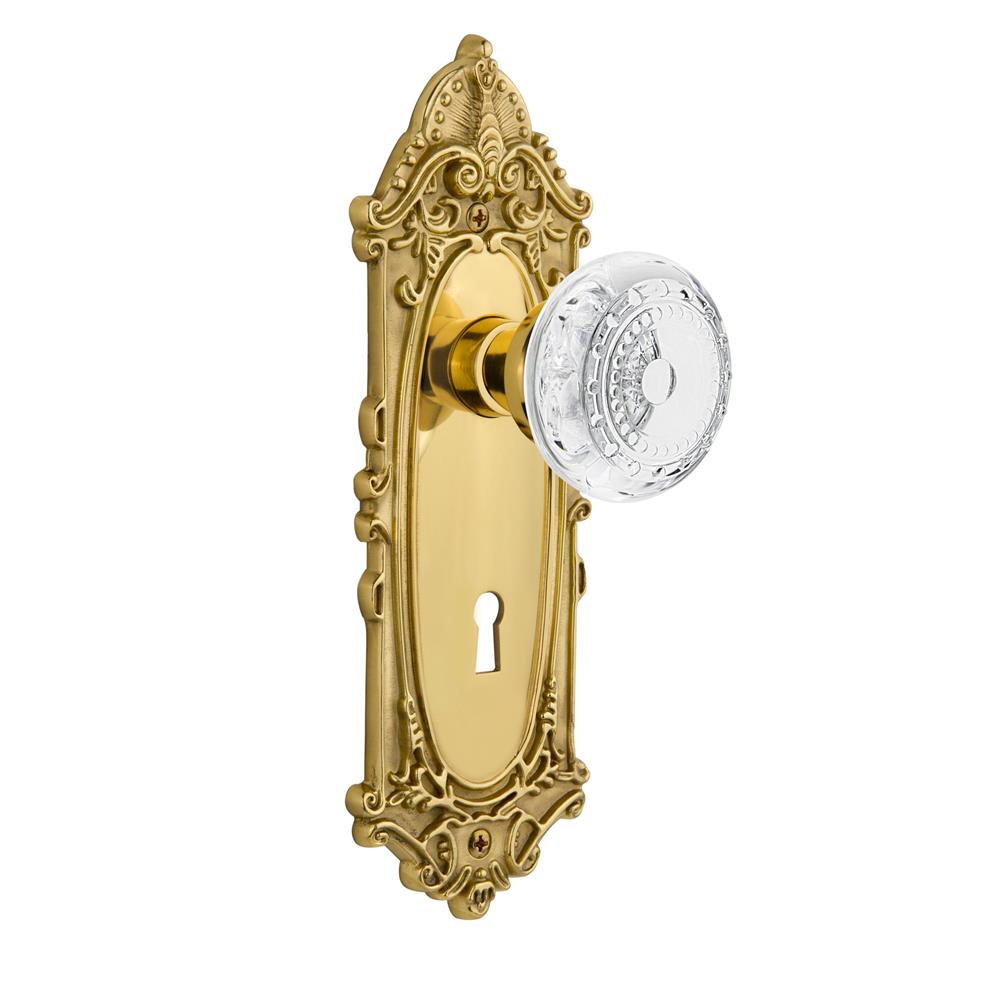 Nostalgic Warehouse VICCME Victorian Plate Single Dummy with Keyhole Crystal Meadows Knob in Unlacquered Brass