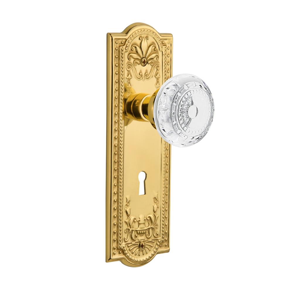 Nostalgic Warehouse MEACME Meadows Plate Interior Mortise Crystal Meadows Knob in Polished Brass