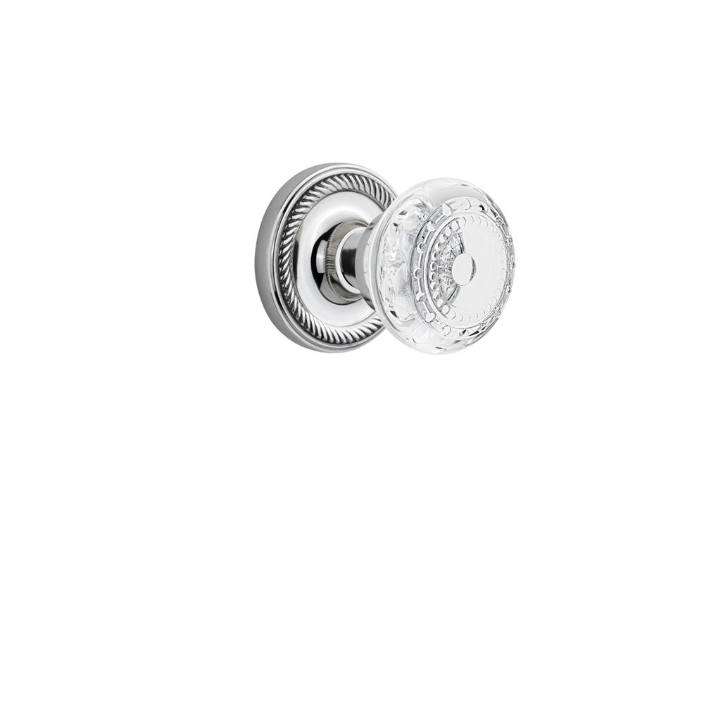 Nostalgic Warehouse ROPCME Rope Rosette Privacy Crystal Meadows Knob in Bright Chrome