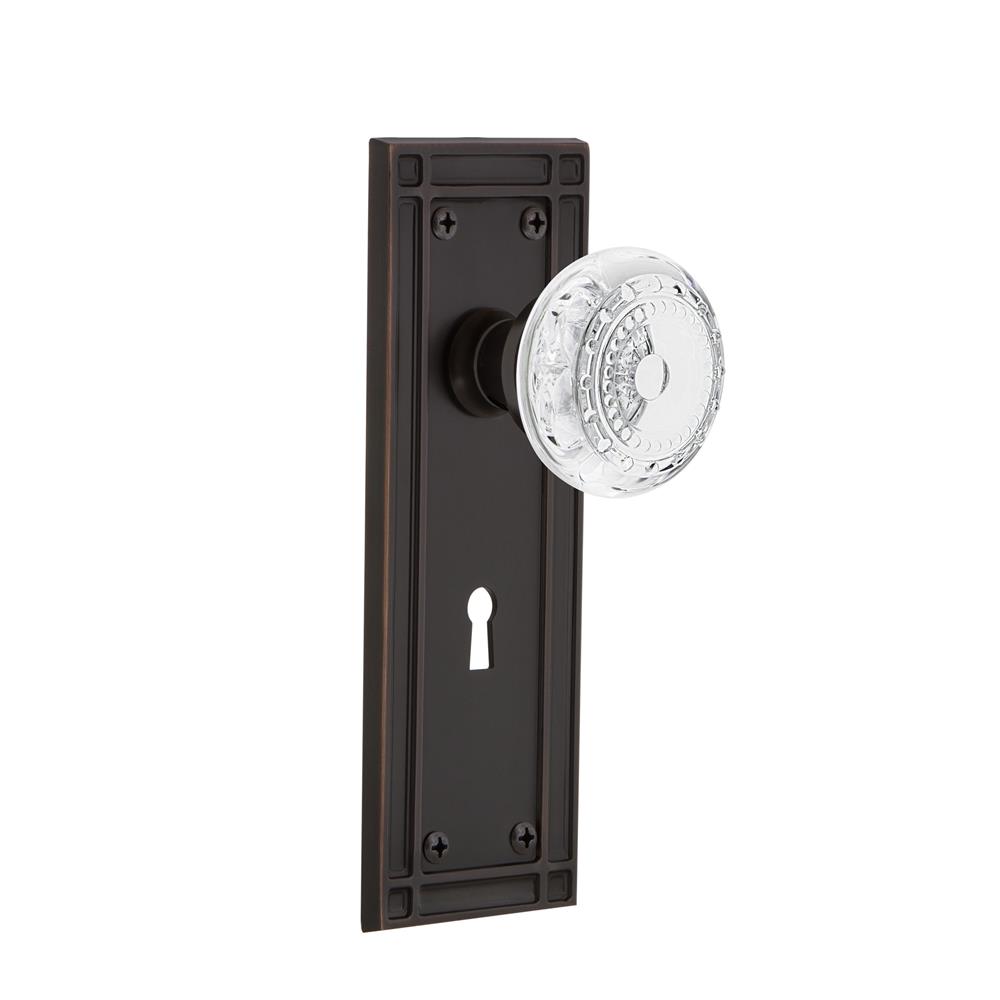 753133 Nostalgic Warehouse MISCME Mission Plate Interior Mortise Crystal Meadows  Knob in Timeless Bronze GoingKnobs
