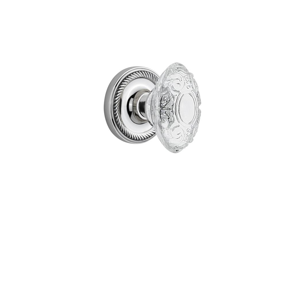 Nostalgic Warehouse ROPCVI Rope Rosette Privacy Crystal Victorian Knob in Bright Chrome