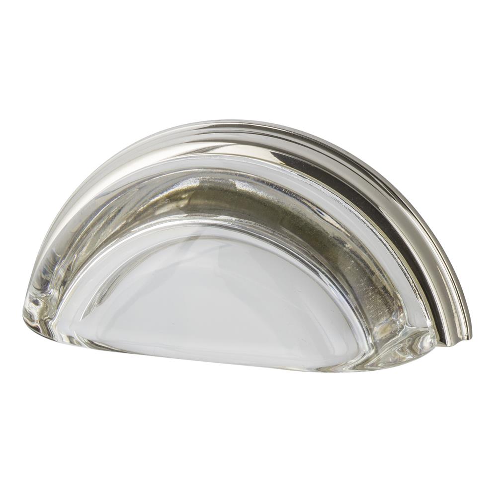 Nostalgic Warehouse CPLCCL Cup Pull Crystal Clear 3" on Center in Polished Nickel