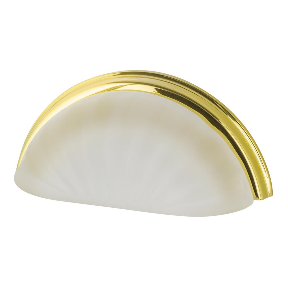 Nostalgic Warehouse CPLCFF Cup Pull Crystal Frosted Fluted 3" on Center in Polished Brass