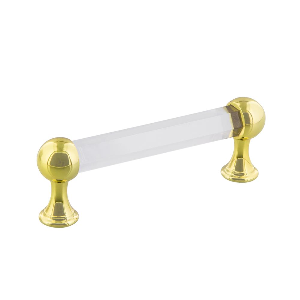 Nostalgic Warehouse HPLCRY_3 Crystal Handle Pull 3.75" On Center in Polished Brass