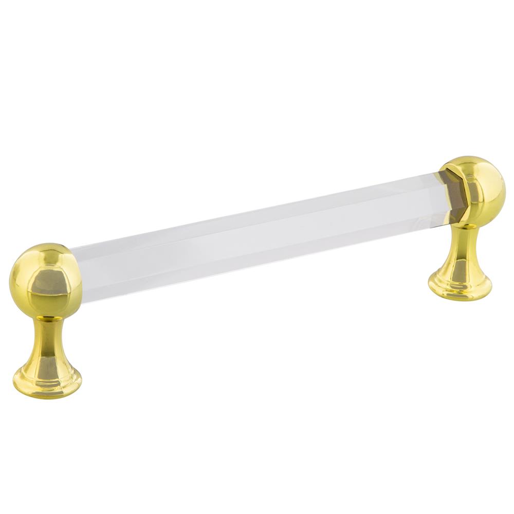 Nostalgic Warehouse HPLCRY_4 Crystal Handle Pull 4.75" On Center in Polished Brass