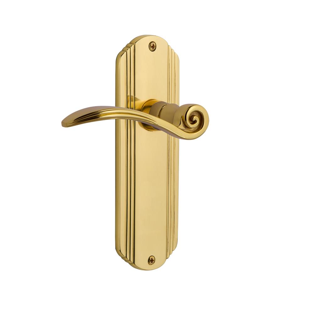 Nostalgic Warehouse DECSWN Deco Plate Passage Swan Lever in Polished Brass
