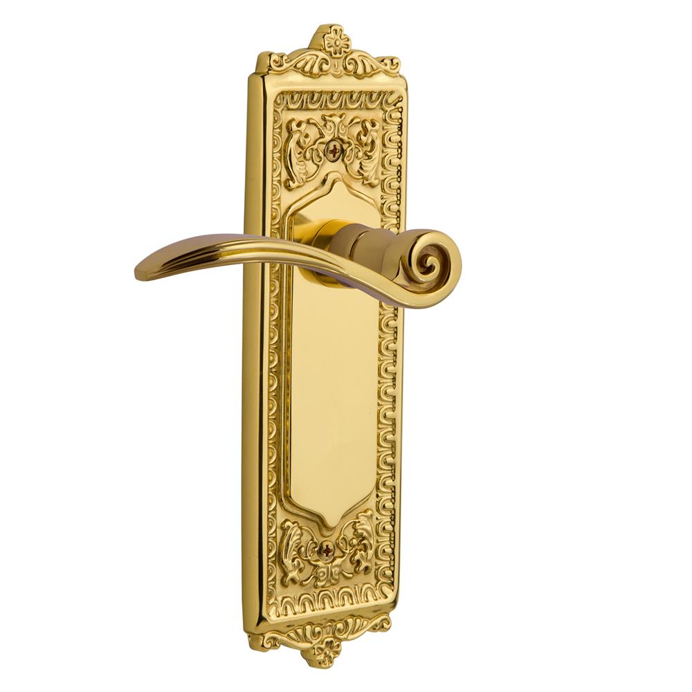Nostalgic Warehouse EADSWN Egg & Dart Plate Passage Swan Lever in Polished Brass