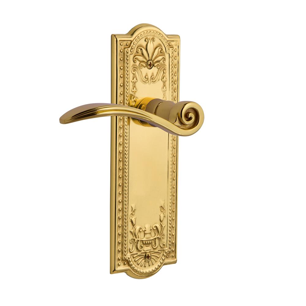 Nostalgic Warehouse MEASWN Meadows Plate Passage Swan Lever in Polished Brass