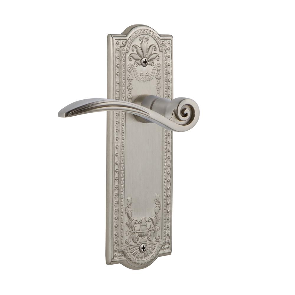 Nostalgic Warehouse MEASWN Meadows Plate Passage Swan Lever in Satin Nickel