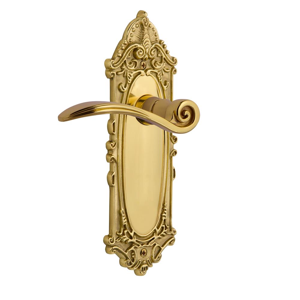 Nostalgic Warehouse VICSWN Victorian Plate Passage Swan Lever in Polished Brass
