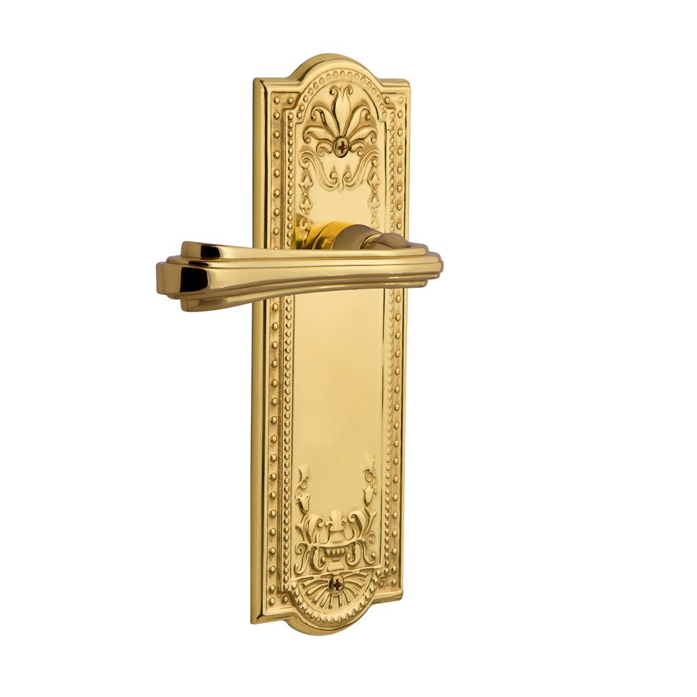 Nostalgic Warehouse MEAFLR Meadows Plate Passage Fleur Lever in Polished Brass