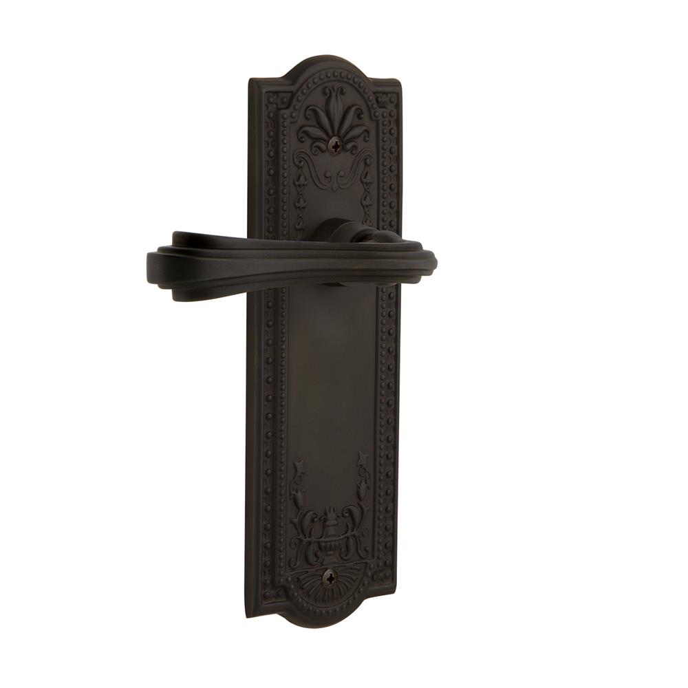 Nostalgic Warehouse MEAFLR Meadows Plate Passage Fleur Lever in Oil Rubbed Bronze