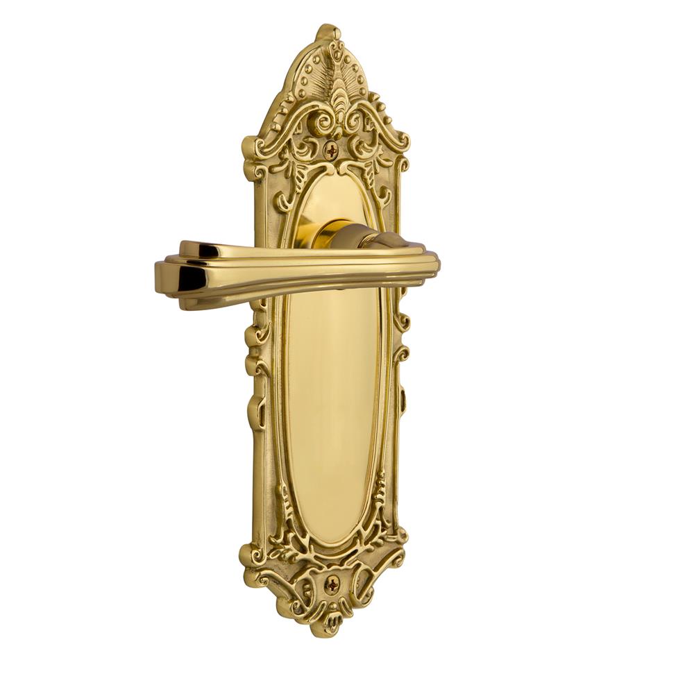 Nostalgic Warehouse VICFLR Victorian Plate Passage Fleur Lever in Polished Brass