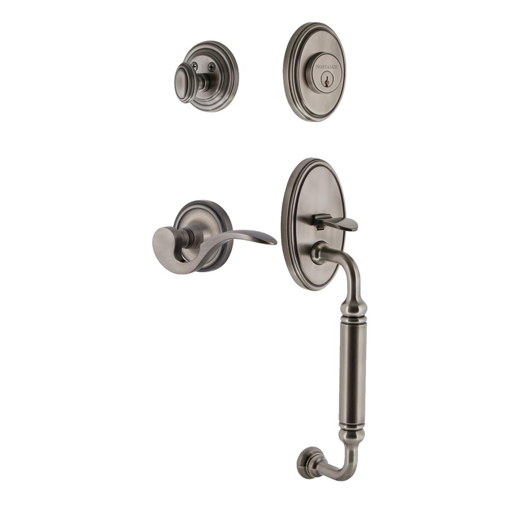 Nostalgic Warehouse CLACGRMAN Classic Plate C Grip Entry Set Manor Lever in Antique Pewter