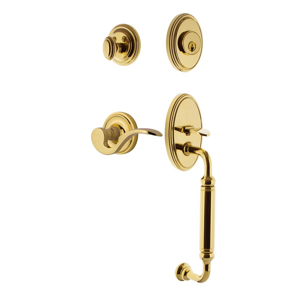 Nostalgic Warehouse CLACGRMAN Classic Plate C Grip Entry Set Manor Lever in Lifetime Brass 