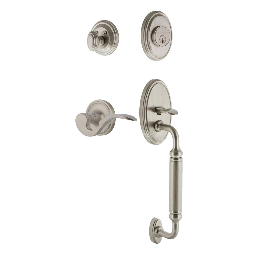 Nostalgic Warehouse CLACGRMAN Classic Plate C Grip Entry Set Manor Lever in Satin Nickel 