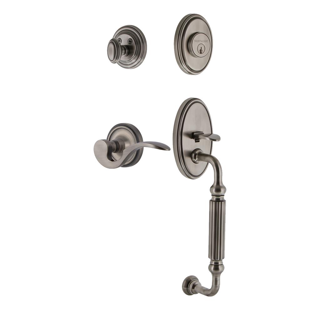 Nostalgic Warehouse CLAFGRMAN Classic Plate F Grip Entry Set Manor Lever in Antique Pewter