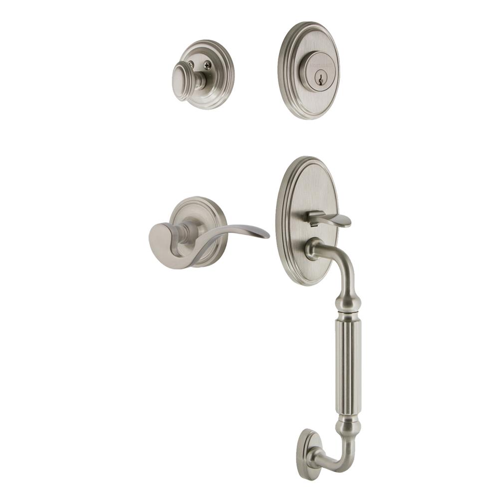 Nostalgic Warehouse CLAFGRMAN Classic Plate F Grip Entry Set Manor Lever in Satin Nickel 