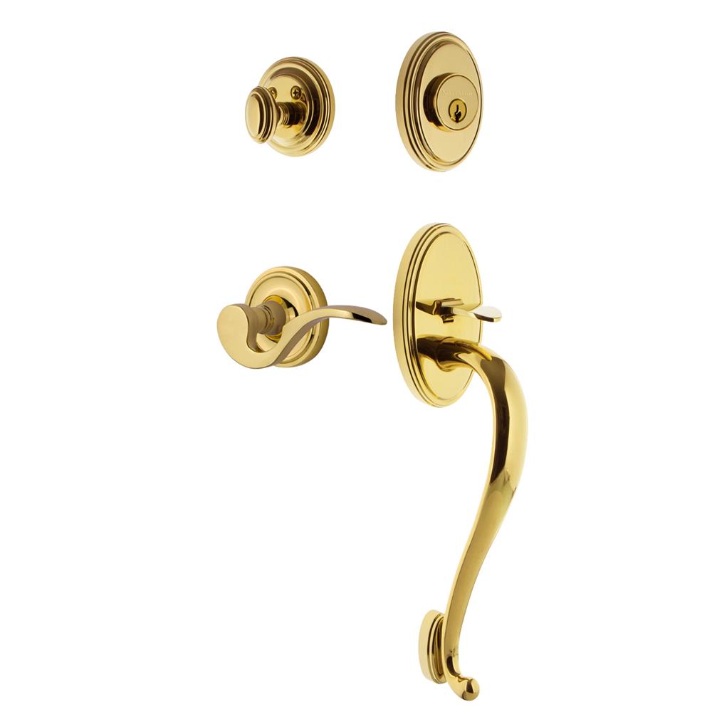 Nostalgic Warehouse CLASGRMAN Classic Plate S Grip Entry Set Manor Lever in Lifetime Brass 