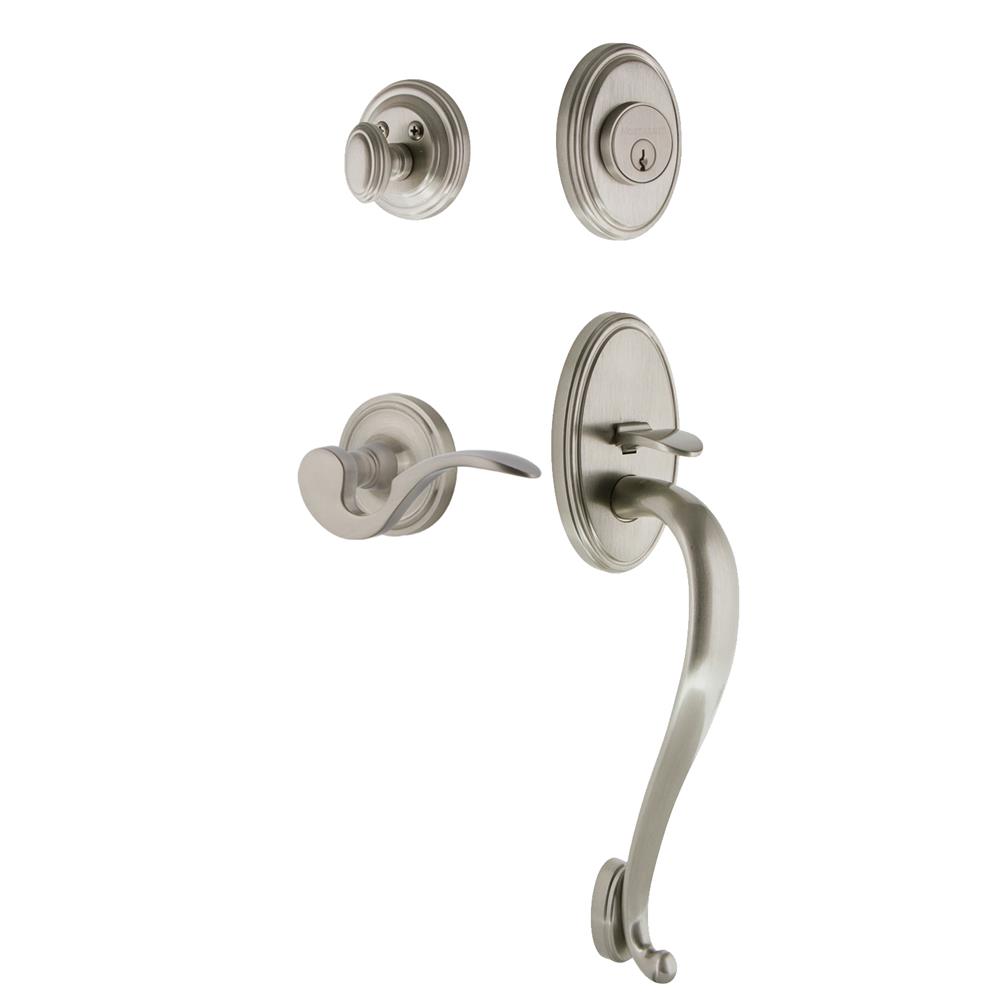 Nostalgic Warehouse CLASGRMAN Classic Plate S Grip Entry Set Manor Lever in Satin Nickel 