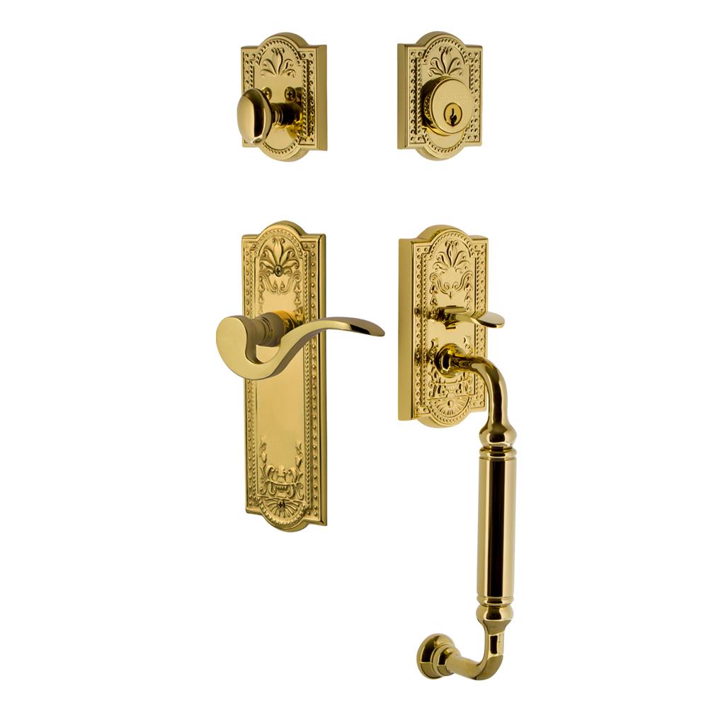 Nostalgic Warehouse MEACGRMAN Meadows Plate C Grip Entry Set Manor Lever in Lifetime Brass 