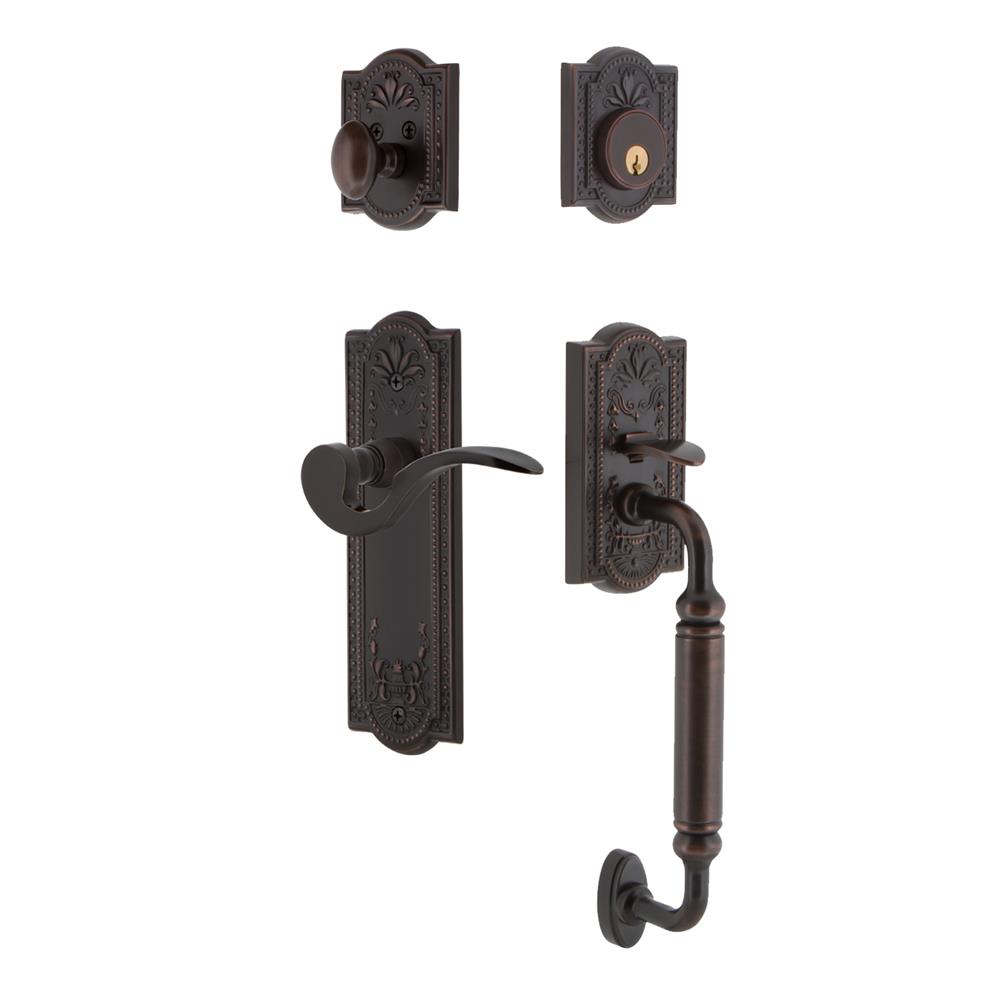 Nostalgic Warehouse MEACGRMAN Meadows Plate C Grip Entry Set Manor Lever in Timeless Bronze 