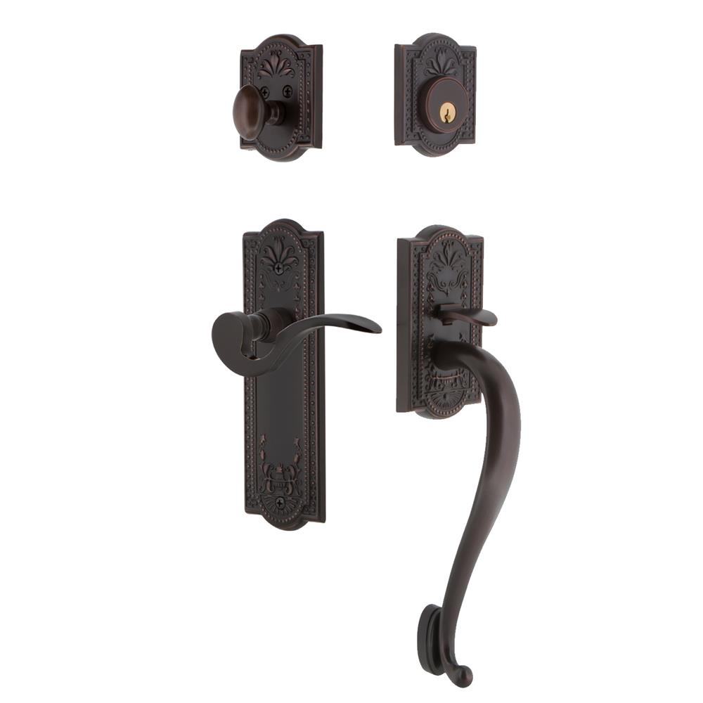 Nostalgic Warehouse MEASGRMAN Meadows Plate S Grip Entry Set Manor Lever in Timeless Bronze 