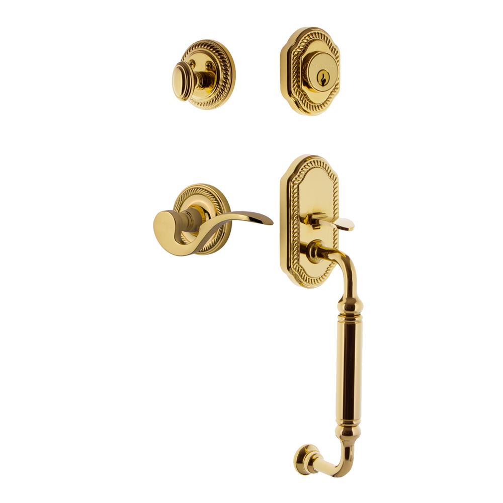 Nostalgic Warehouse ROPCGRMAN Rope Plate C Grip Entry Set Manor Lever in Lifetime Brass 