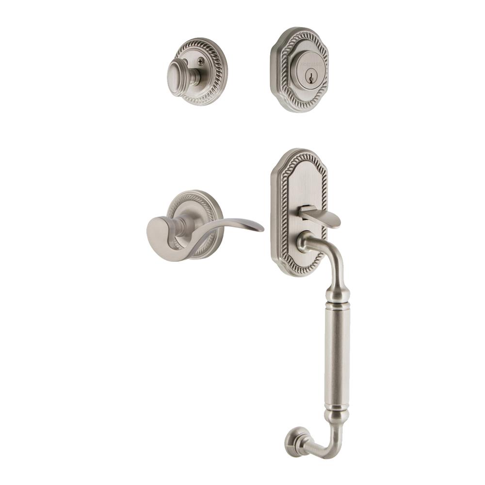 Nostalgic Warehouse ROPCGRMAN Rope Plate C Grip Entry Set Manor Lever in Satin Nickel 