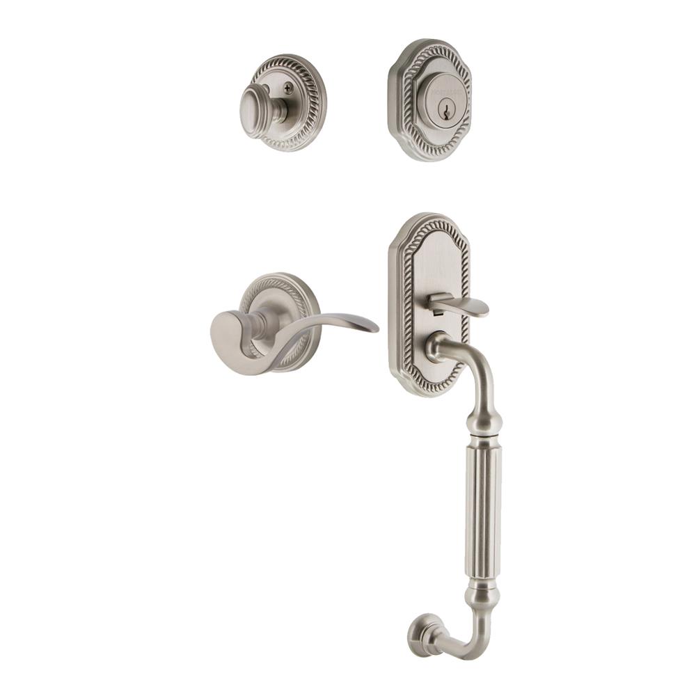 Nostalgic Warehouse ROPFGRMAN Rope Plate F Grip Entry Set Manor Lever in Satin Nickel 