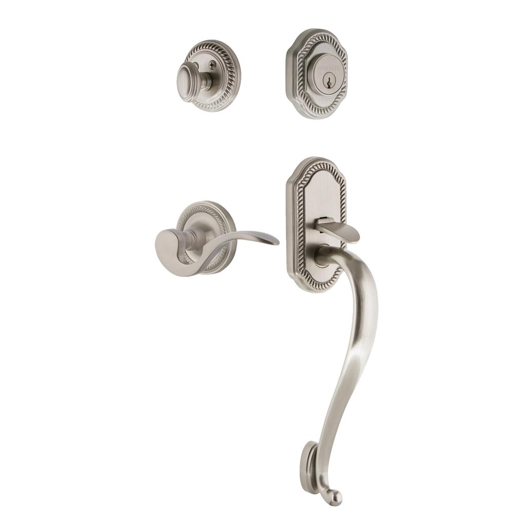 Nostalgic Warehouse ROPSGRMAN Rope Plate S Grip Entry Set Manor Lever in Satin Nickel 
