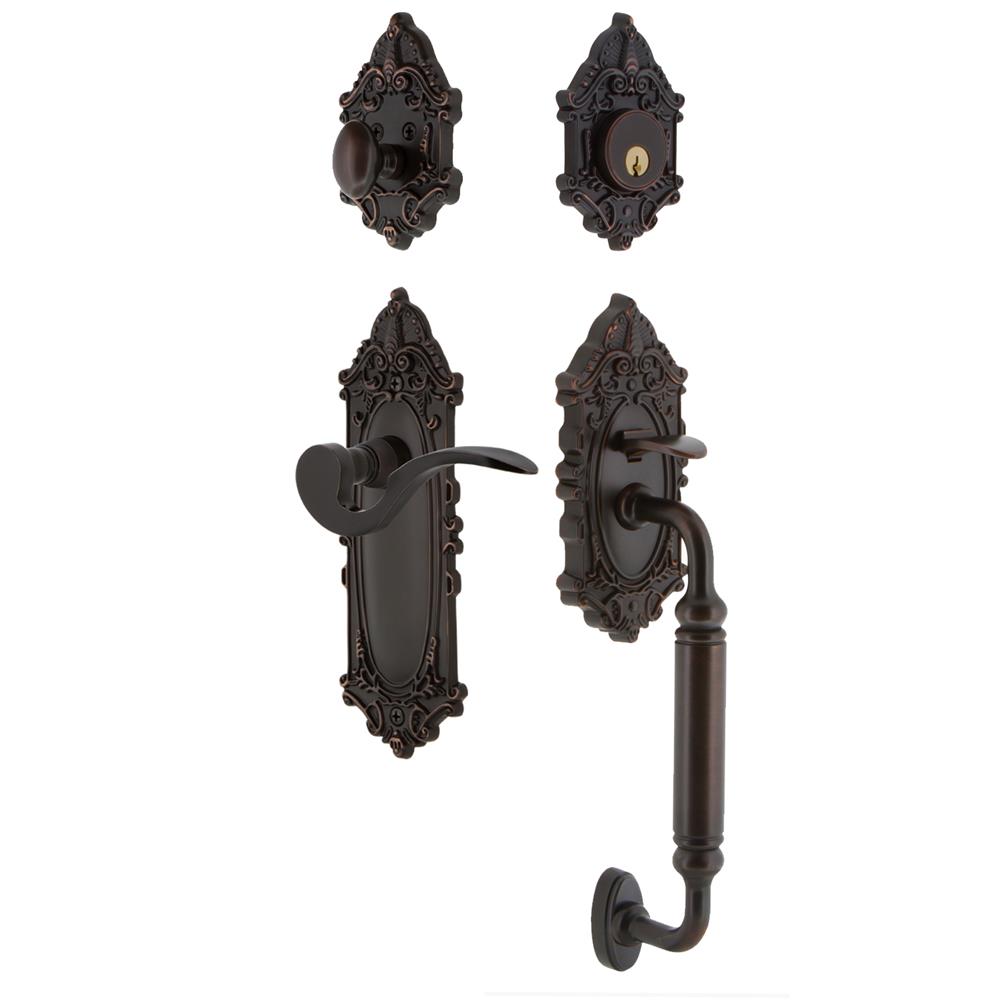 Nostalgic Warehouse VICCGRMAN Victorian Plate C Grip Entry Set Manor Lever in Timeless Bronze